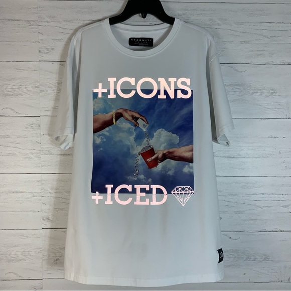 Eternity Men's "White" Diamonds Dancing Icons Short Sleeve Tee size 3X - Picture 2 of 11
